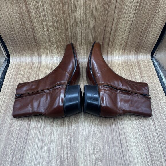 FLORSHEIM IMPERIAL MEN'S 9.5 D BROWN LEATHER SIDE ZIP ANKLE  BOOTS. - Picture 5 of 8